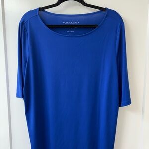 Susan Graver Modern Essentials Royal Blue Short Sleeved Top SZ XL